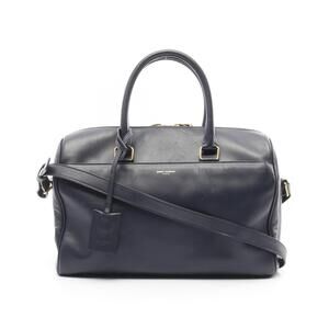 Saint Laurent Duffle Leather Navy Shoulder Bag Blue
